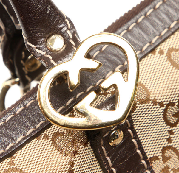 グッチ GGキャンバス 257069  ベージュ キャンバス レザー トートバッグ レディース GUCCI 中古