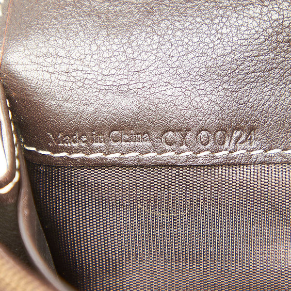 セリーヌ マカダム ブラウン キャンバス レザー 長財布 レディース CELINE 中古