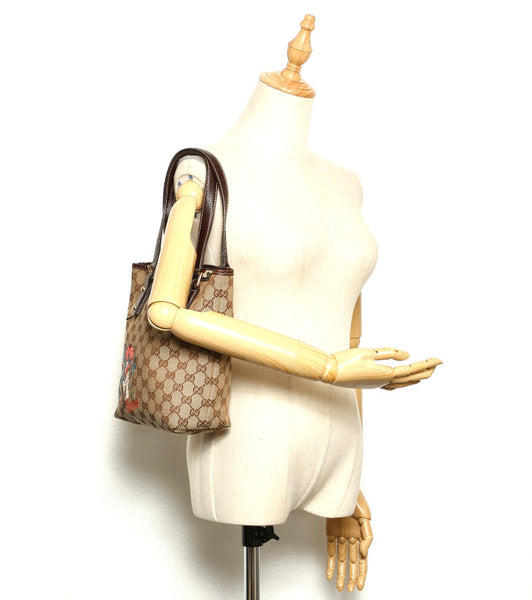 グッチ GGキャンバス 163260 ブラウン キャンバス レザー ハンドバッグ レディース GUCCI 中古