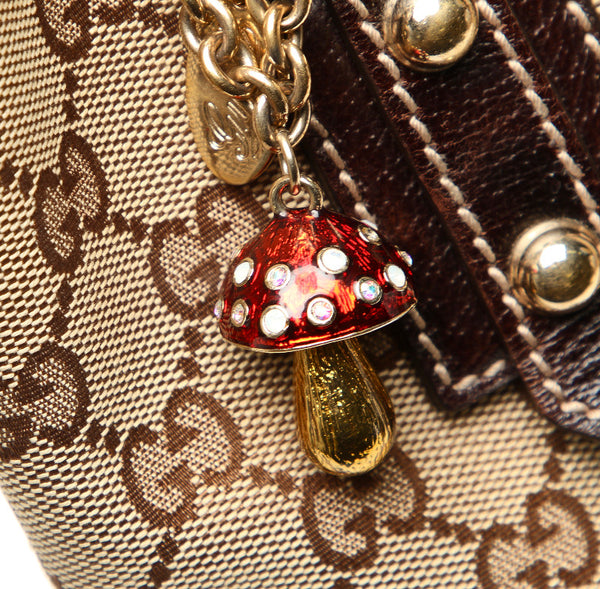 グッチ GGキャンバス 163260 ブラウン キャンバス レザー ハンドバッグ レディース GUCCI 中古