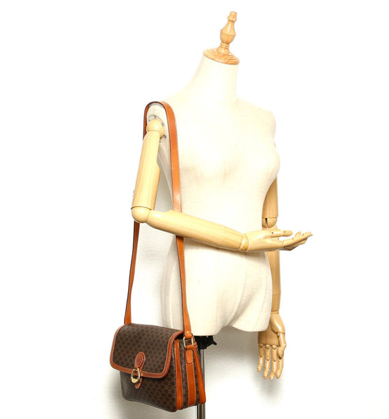 セリーヌ ブラウン PVC レザー ショルダーバッグ レディース CELINE 中古