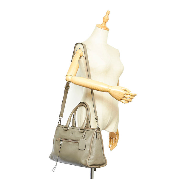 プラダ BL0805 グレー レザー ハンドバッグ ショルダーバッグ 2WAY レディース PRADA 【中古】