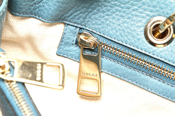 グッチ バンブー 323660 ライトブルー レザー ハンドバッグ ショルダーバッグ 2WAY レディース GUCCI 中古