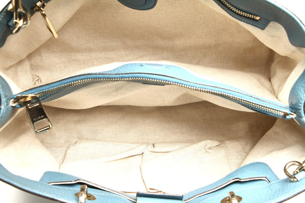 グッチ バンブー 323660 ライトブルー レザー ハンドバッグ ショルダーバッグ 2WAY レディース GUCCI 中古