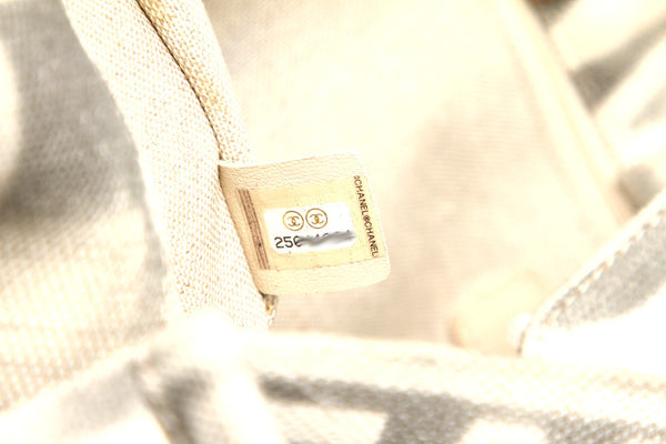 シャネル グレー アイボリー キャンバス レザー ハンドバッグ ショルダーバッグ 2WAY レディース CHANEL 中古