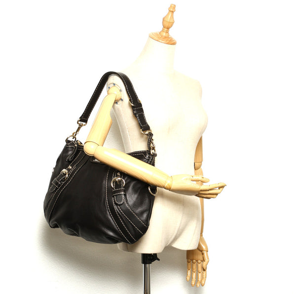 グッチ 223937  ブラック レザー ショルダーバッグ レディース GUCCI 中古