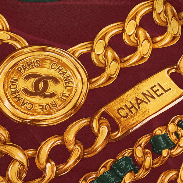 シャネル ココマーク ボルドー シルク スカーフ レディース CHANEL 【中古】