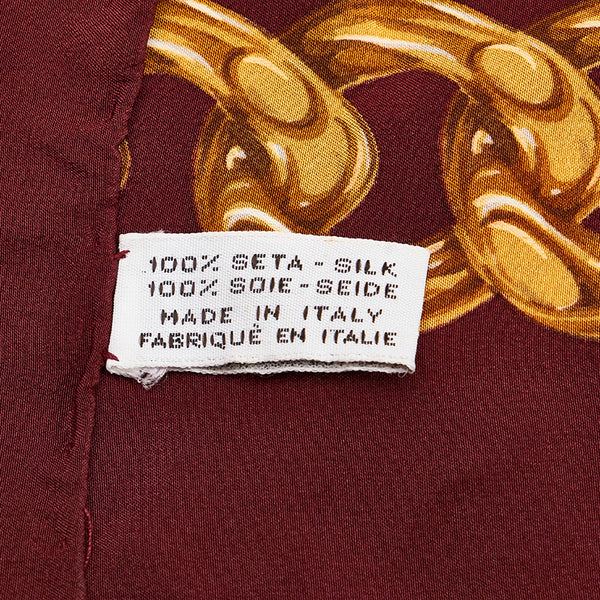 シャネル ココマーク ボルドー シルク スカーフ レディース CHANEL 【中古】