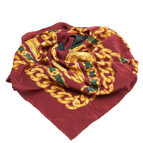 シャネル ココマーク ボルドー シルク スカーフ レディース CHANEL 【中古】