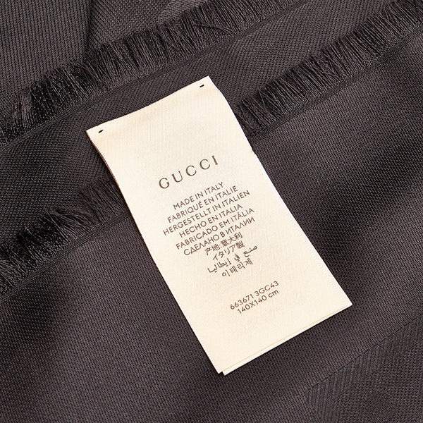 グッチ 663671 ブラック シルク ウール ストール レディース GUCCI 【中古】