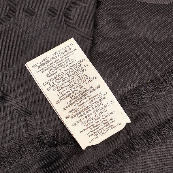グッチ 663671 ブラック シルク ウール ストール レディース GUCCI 【中古】