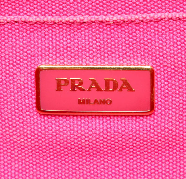 プラダ カナパ BN1877 ピンク キャンバス ハンドバッグ レディース PRADA 【中古】