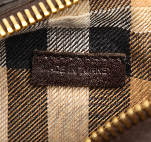 バーバリー ノバチェック ブラウン レザー 斜め掛け ショルダーバッグ レディース BURBERRY 中古
