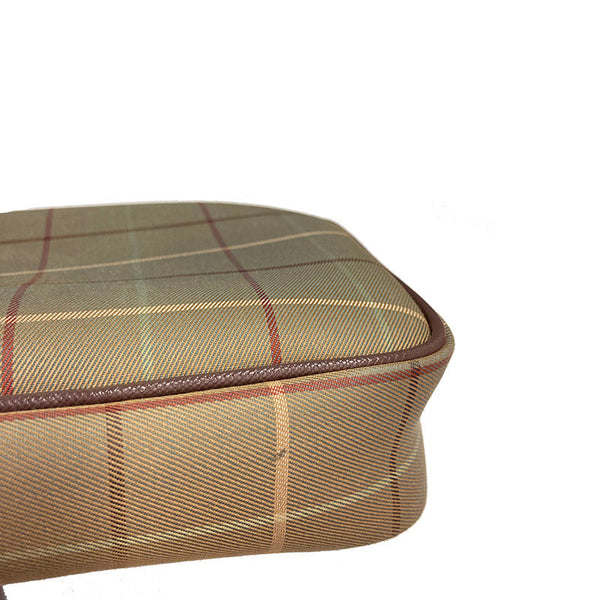 バーバリー カーキ ブラウン キャンバス レザー ショルダーバッグ レディース BURBERRY 【中古】