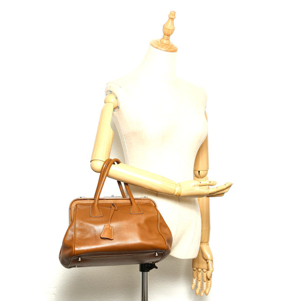 プラダ B11246 ブラウン 茶 レザー ハンドバッグ レディース PRADA 中古