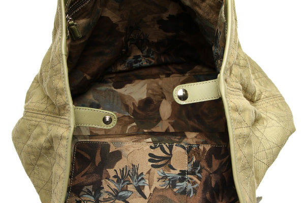 クリスチャンディオール カナージュラスタ カーキ キャンバス レザー ショルダーバッグ レディース Christian Dior 中古