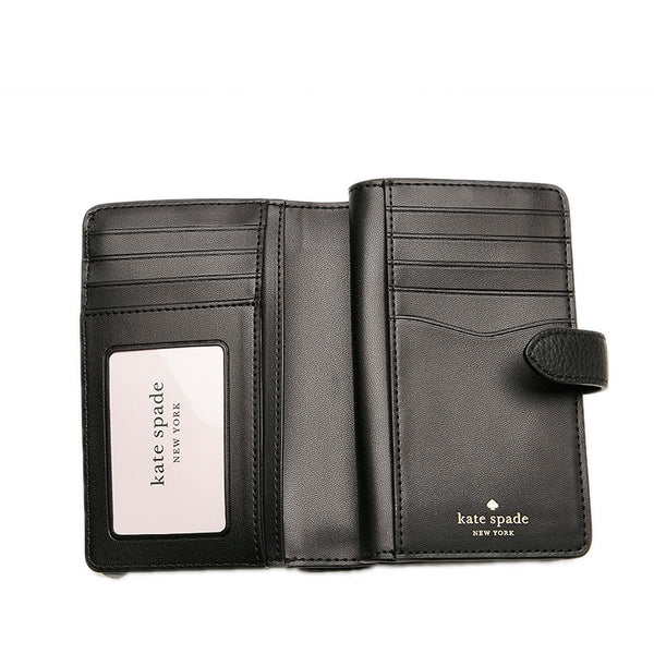 ケイトスペード 二つ折り財布 WLRO0394 ブラック レザー レディース Kate Spade 【中古】