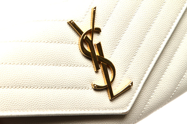 サンローラン ホワイト レザー 長財布 レディース SAINT LAURENT 中古