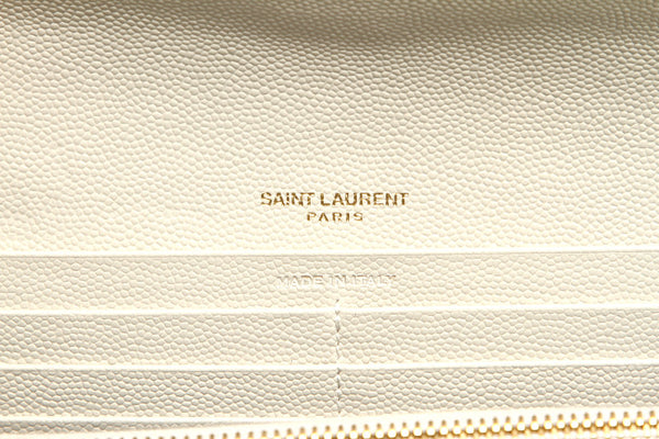 サンローラン ホワイト レザー 長財布 レディース SAINT LAURENT 中古