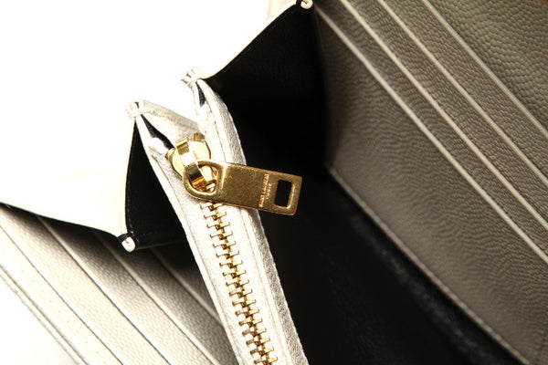サンローラン ホワイト レザー 長財布 レディース SAINT LAURENT 中古