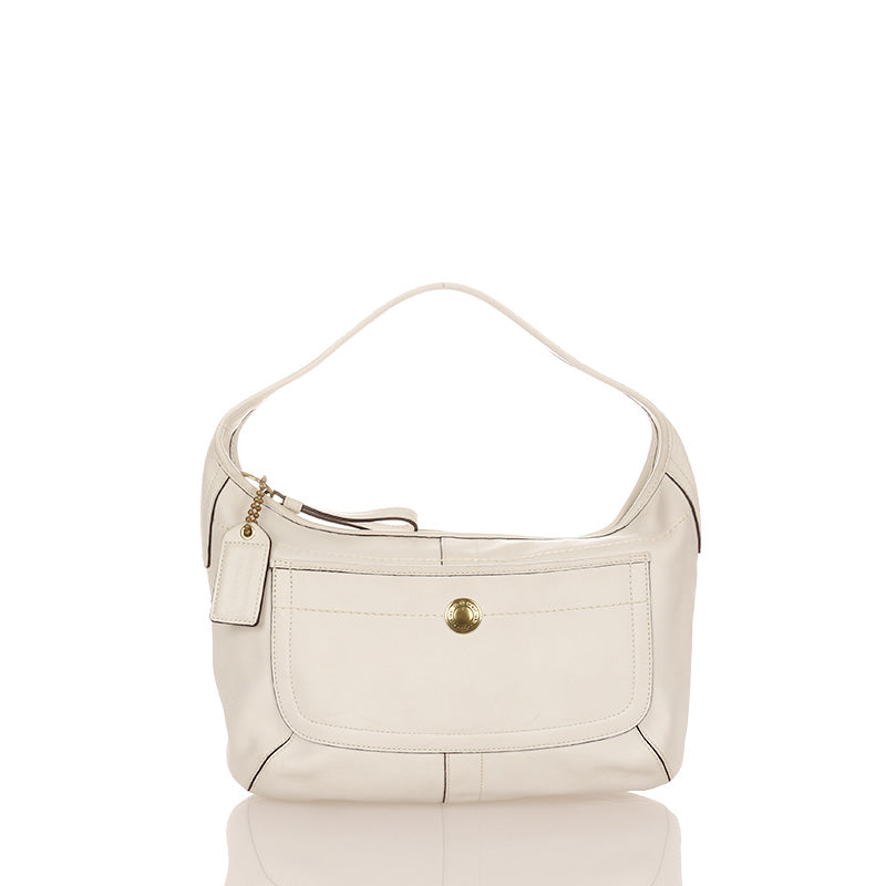 コーチ エルゴ ホーボー ホワイト レザー ショルダーバッグ レディース COACH 【中古】