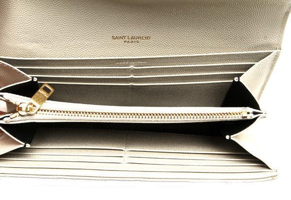サンローラン ホワイト レザー 長財布 レディース SAINT LAURENT 中古