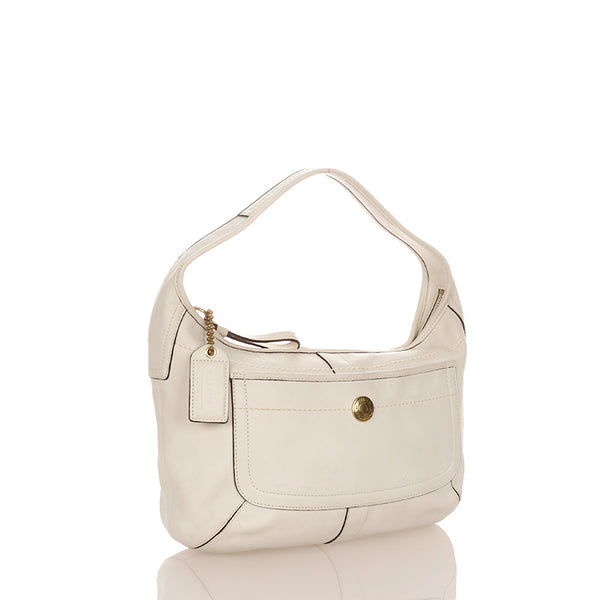 コーチ エルゴ ホーボー ホワイト レザー ショルダーバッグ レディース COACH 【中古】