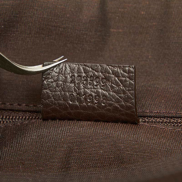 グッチ GGクリスタル シェリーライン 293599 ベージュ ブラウン PVC レザー トートバッグ レディース GUCCI 【中古】