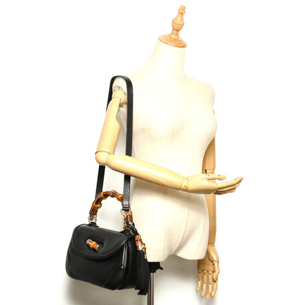 グッチ バンブー 254884 ブラック レザー ハンドバッグ ショルダーバッグ 2WAY レディース GUCCI 中古