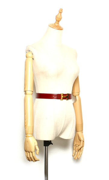 エルメス レッド ゴールド レザー ベルト レディース HERMES 〇X印刻(1994年制)刻印 中古