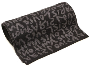 ルイ ヴィトン エシャルプ フェルティッド グラフィティ MP1065 ブラック グレー ウール マフラー ユニセックス LOUIS VUITTON 中古