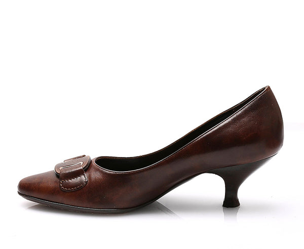 サルヴァトーレフェラガモ パンプス ブラウン レザー レディース Salvatore Ferragamo 【中古】