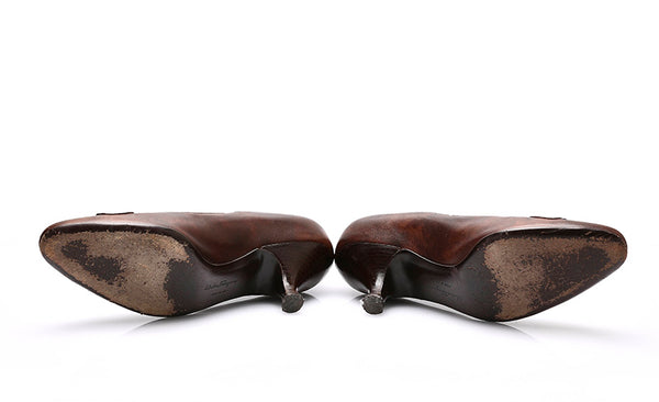 サルヴァトーレフェラガモ パンプス ブラウン レザー レディース Salvatore Ferragamo 【中古】