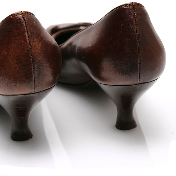 サルヴァトーレフェラガモ パンプス ブラウン レザー レディース Salvatore Ferragamo 【中古】