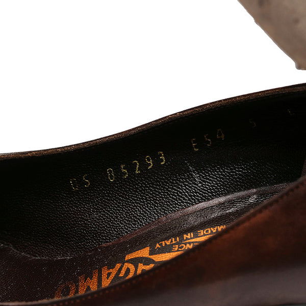サルヴァトーレフェラガモ パンプス ブラウン レザー レディース Salvatore Ferragamo 【中古】