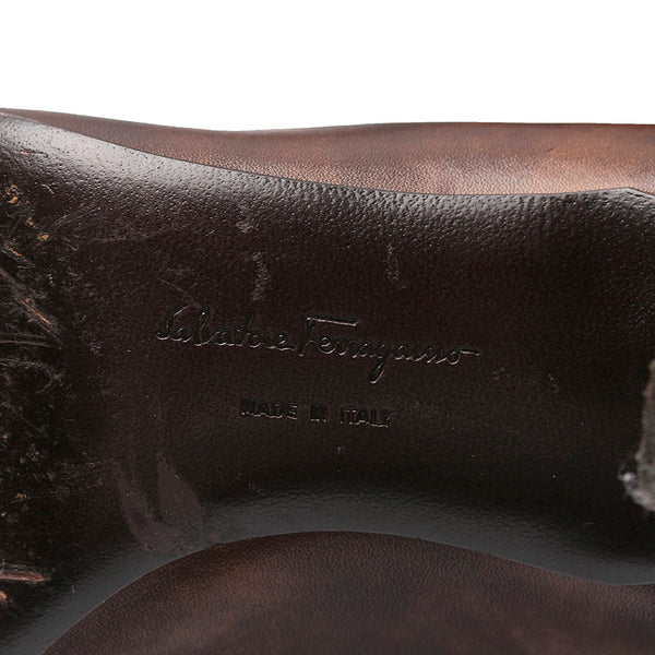 サルヴァトーレフェラガモ パンプス ブラウン レザー レディース Salvatore Ferragamo 【中古】