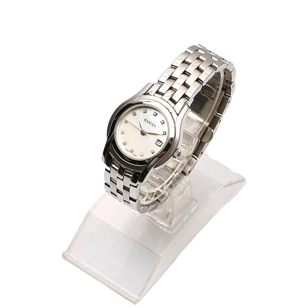 グッチ シルバー ステンレススチール 腕時計 レディース GUCCI クオーツ シルバー文字盤 【中古】
