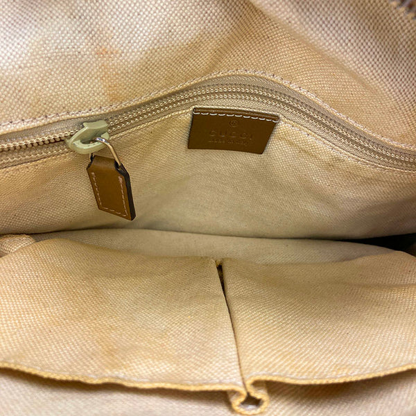 グッチ ディアマンテ  268159 ベージュ ブラウン キャンバス レザー ショルダーバッグ レディース GUCCI 【中古】