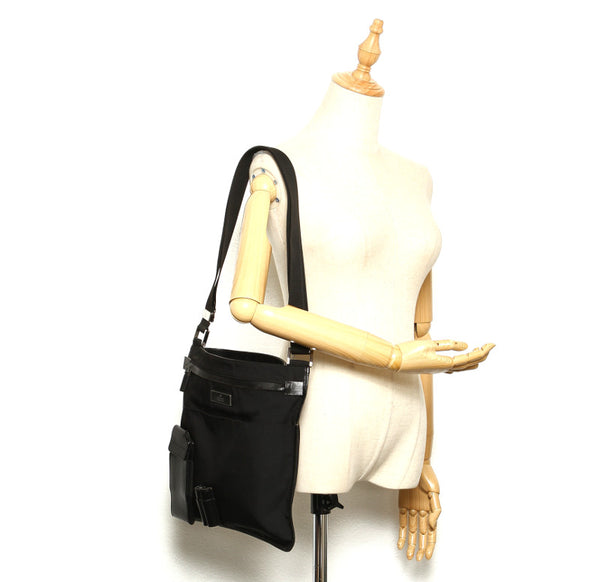 グッチ 019 0335 ブラック キャンバス レザー 肩掛け ショルダーバッグ ユニセックス GUCCI 中古