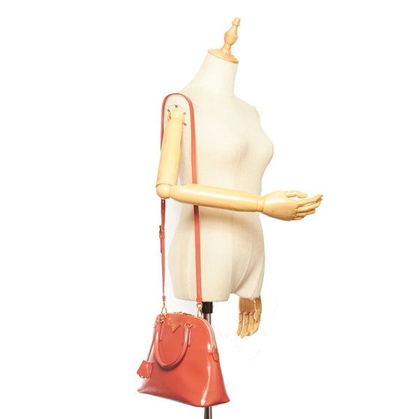 プラダ BL0909 ピンク パテントレザー サフィアーノ ハンドバッグ ショルダーバッグ 2WAY レディース PRADA 【中古】