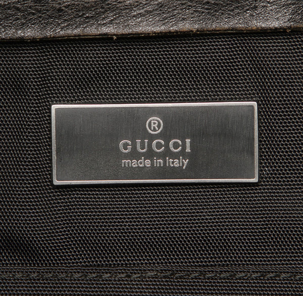 グッチ 019 0335 ブラック キャンバス レザー 肩掛け ショルダーバッグ ユニセックス GUCCI 中古