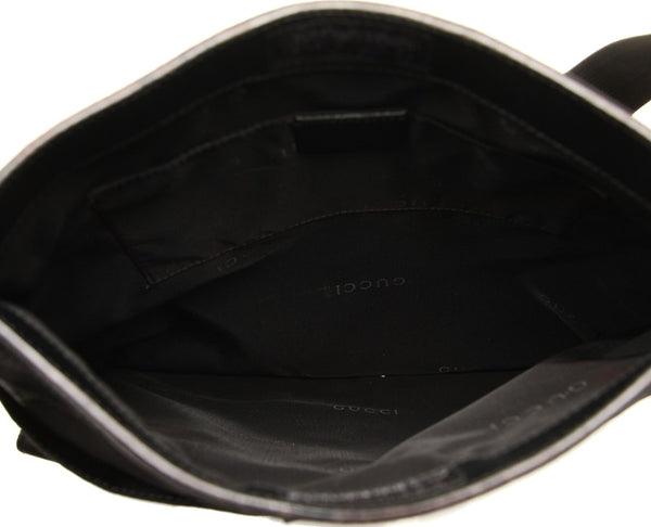 グッチ 019 0335 ブラック キャンバス レザー 肩掛け ショルダーバッグ ユニセックス GUCCI 中古