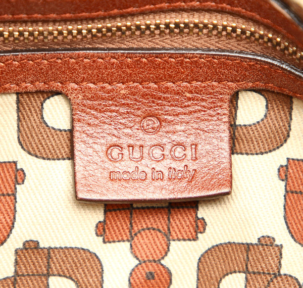 グッチ バンブー グッチシマ 185566 ブラウン レザー ショルダーバッグ レディース GUCCI 中古