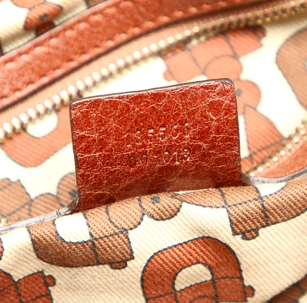 グッチ バンブー グッチシマ 185566 ブラウン レザー ショルダーバッグ レディース GUCCI 中古