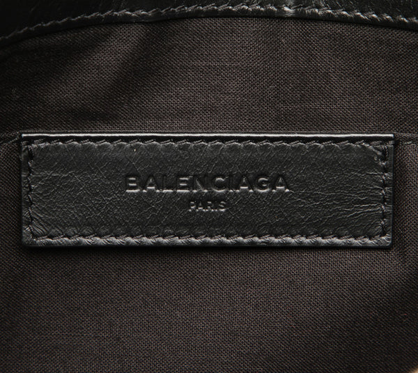 バレンシアガ 373834 ベージュ ブラック キャンバス レザー クラッチバッグ ユニセックス BALENCIAGA 中古