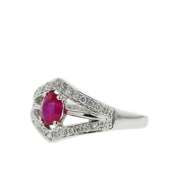 Pt900 プラチナ ルビー0.625ct ダイヤ0.19ct リング 指輪 レディース 12号 【中古】