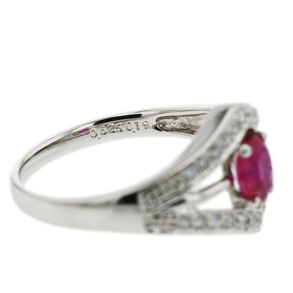 Pt900 プラチナ ルビー0.625ct ダイヤ0.19ct リング 指輪 レディース 12号 【中古】