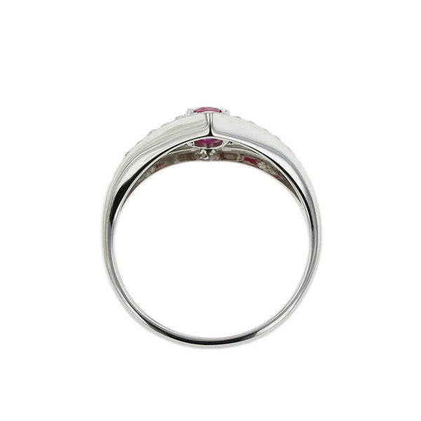 Pt900 プラチナ ルビー0.625ct ダイヤ0.19ct リング 指輪 レディース 12号 【中古】