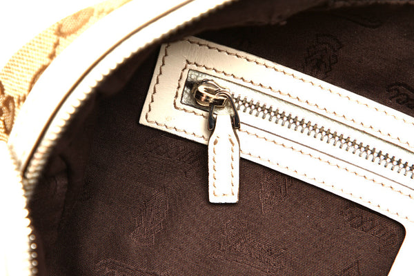 グッチ GGキャンバス ミスGG 232958 ベージュ アイボリー キャンバス レザー ボストンバッグ レディース GUCCI 中古