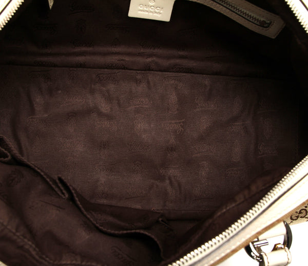 グッチ GGキャンバス ミスGG 232958 ベージュ アイボリー キャンバス レザー ボストンバッグ レディース GUCCI 中古